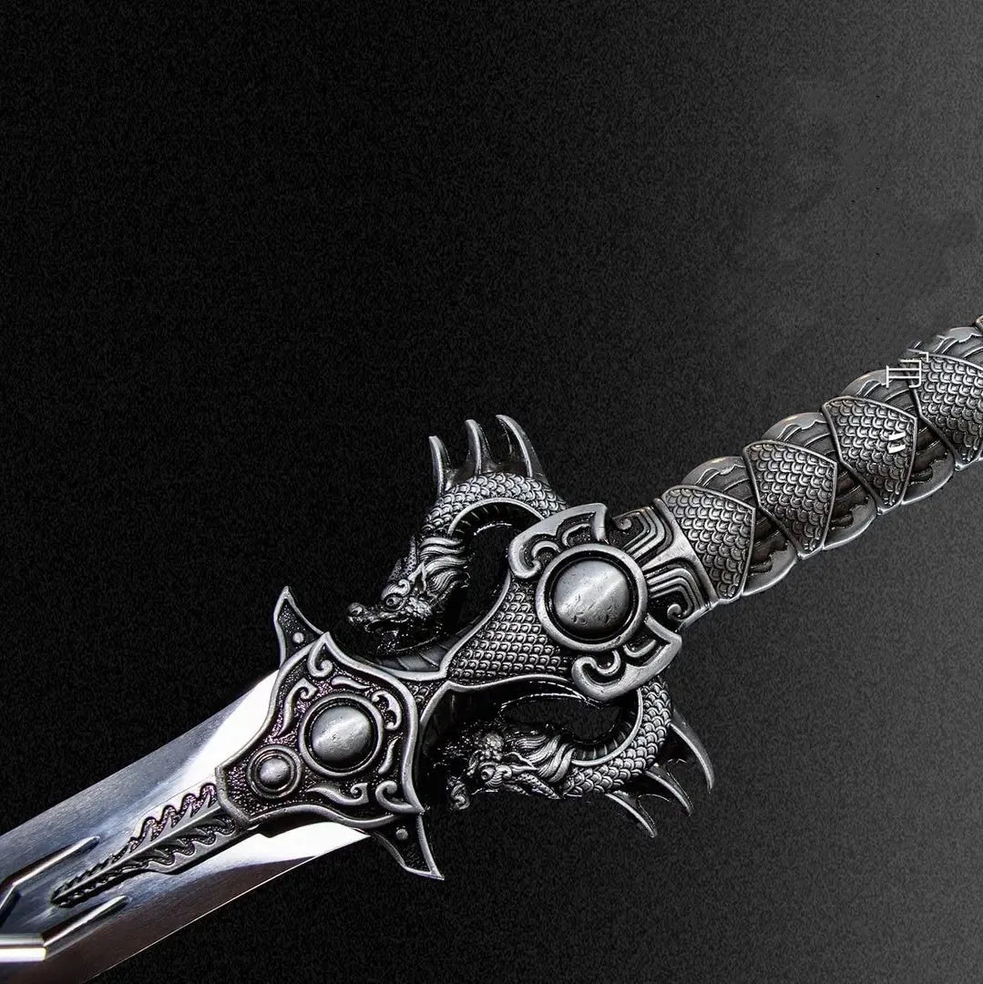 Lilong 110cm unsharpened collectible sword with high manganese steel blade and solid wood scabbard