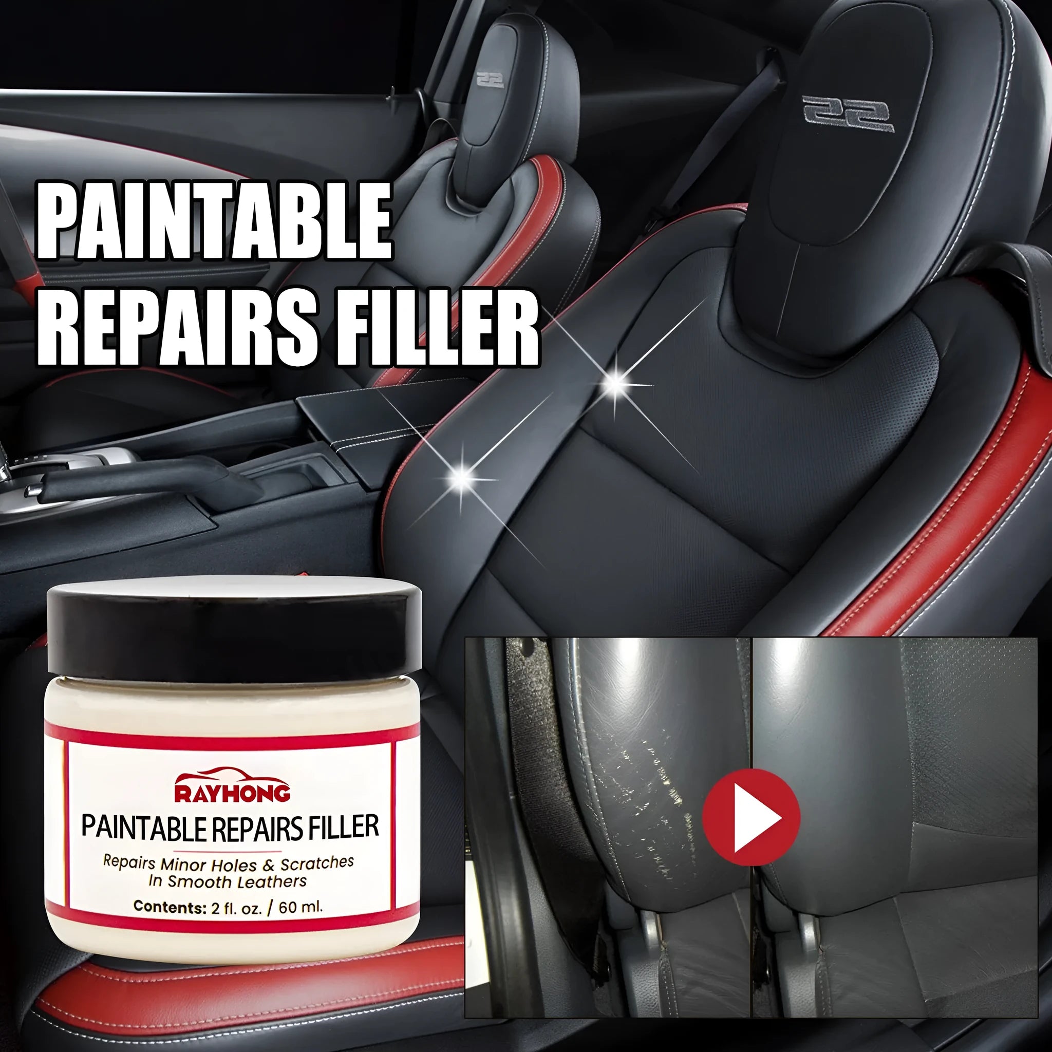 60ml leather scratch repair paste tube for car seats and sofas measuring 5cm by 4.4cm