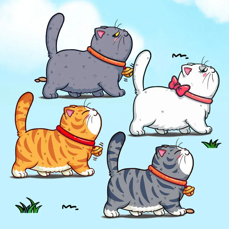 Five walking cats car sticker in waterproof PVC material available in three sizes for vehicle decoration