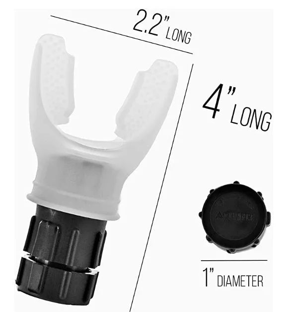White and black silicone breathing trainer respirator with adjustable resistance dial for lung exercise