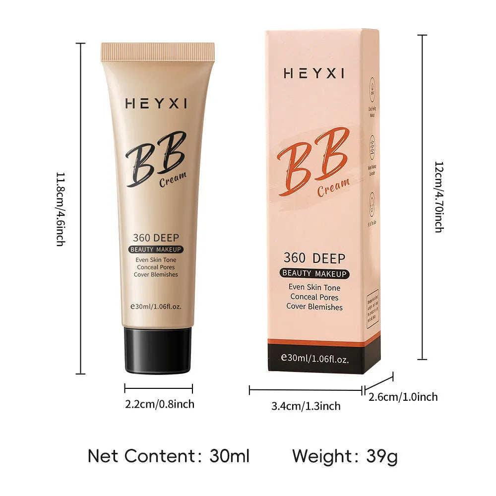 Waterproof BB cream tube in four colour shades: 01, 02, 03, and 04