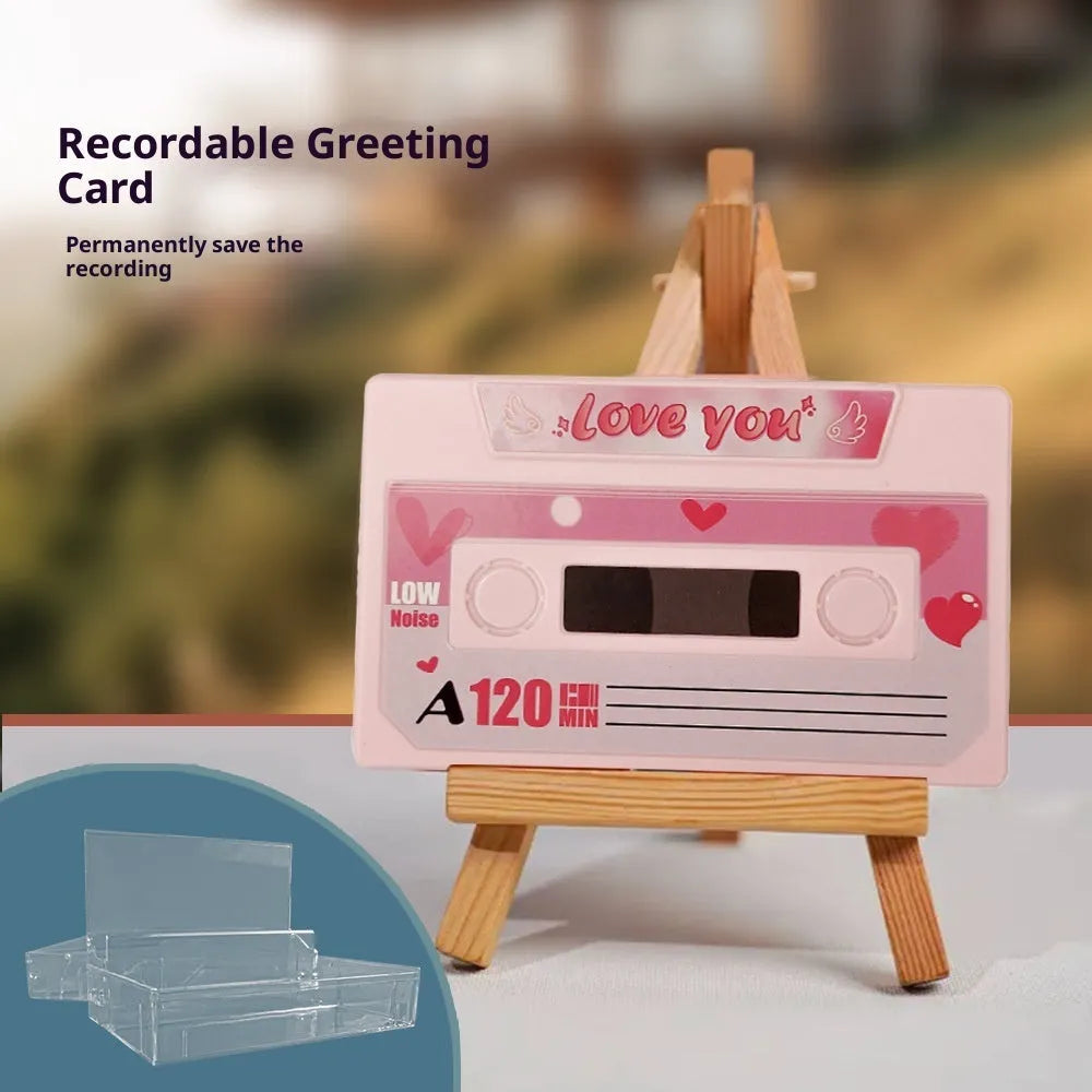 Sound recording greeting card with voice message, coated paper, 10x6x1.5 cm, for birthday or Valentine's Day