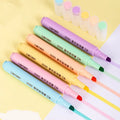 Deli S605 oblique tip highlighter marker pens in Macaron colours with transparent pen holders