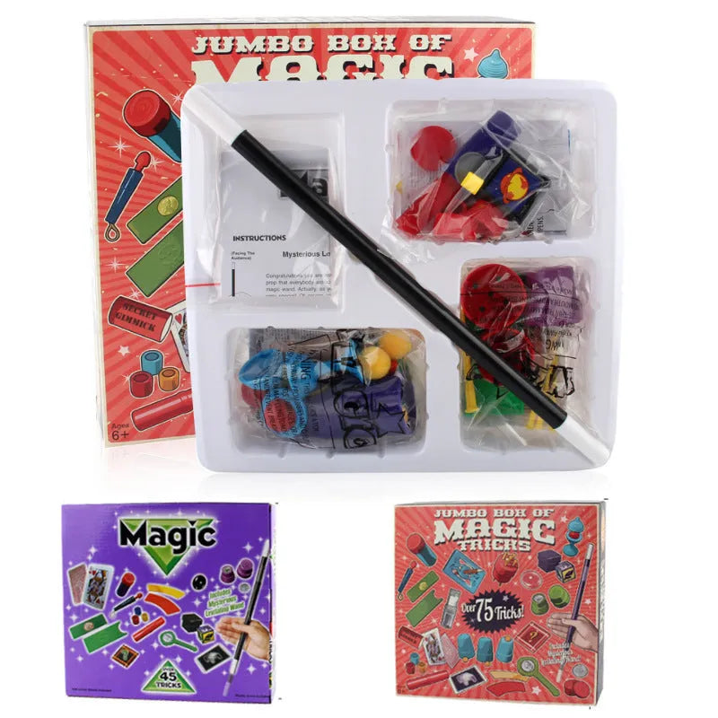 Purple and red magic props set for children aged 3-7 years with plastic construction