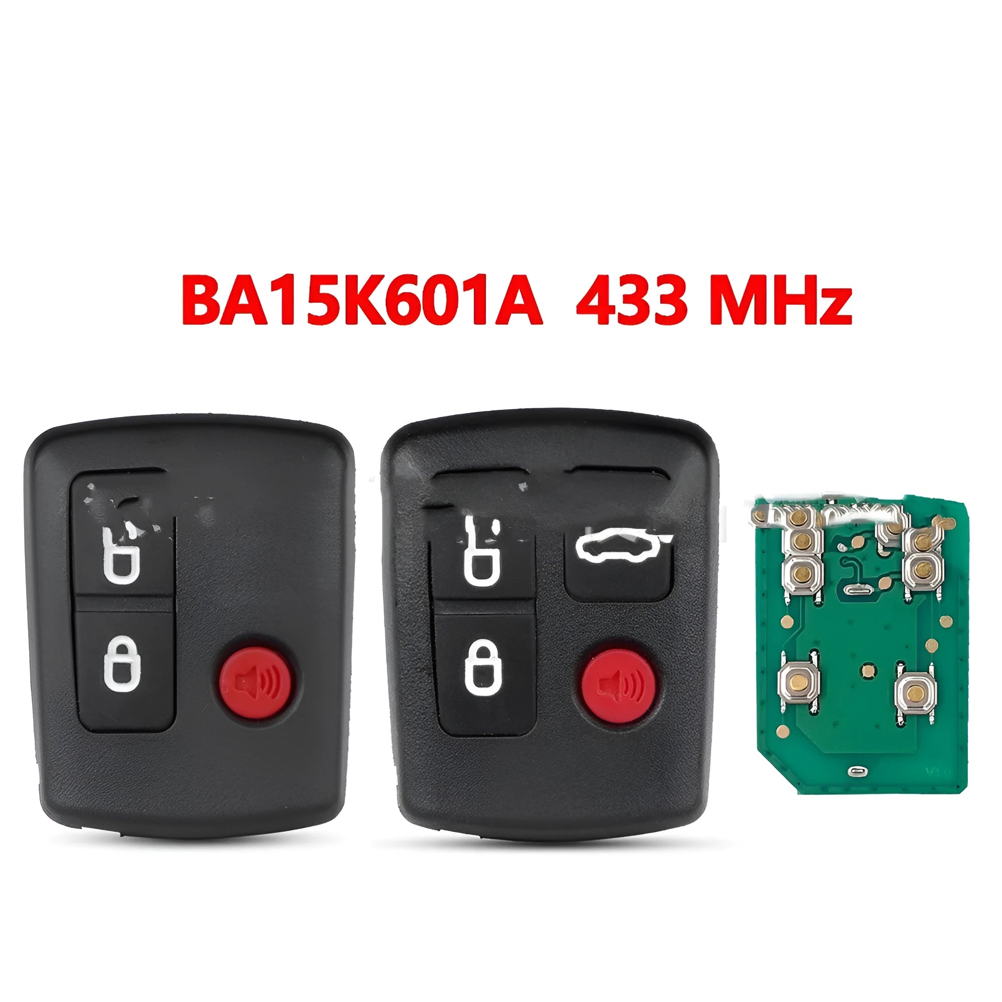 White ABS plastic replacement shell for a Ford car remote control key fob.