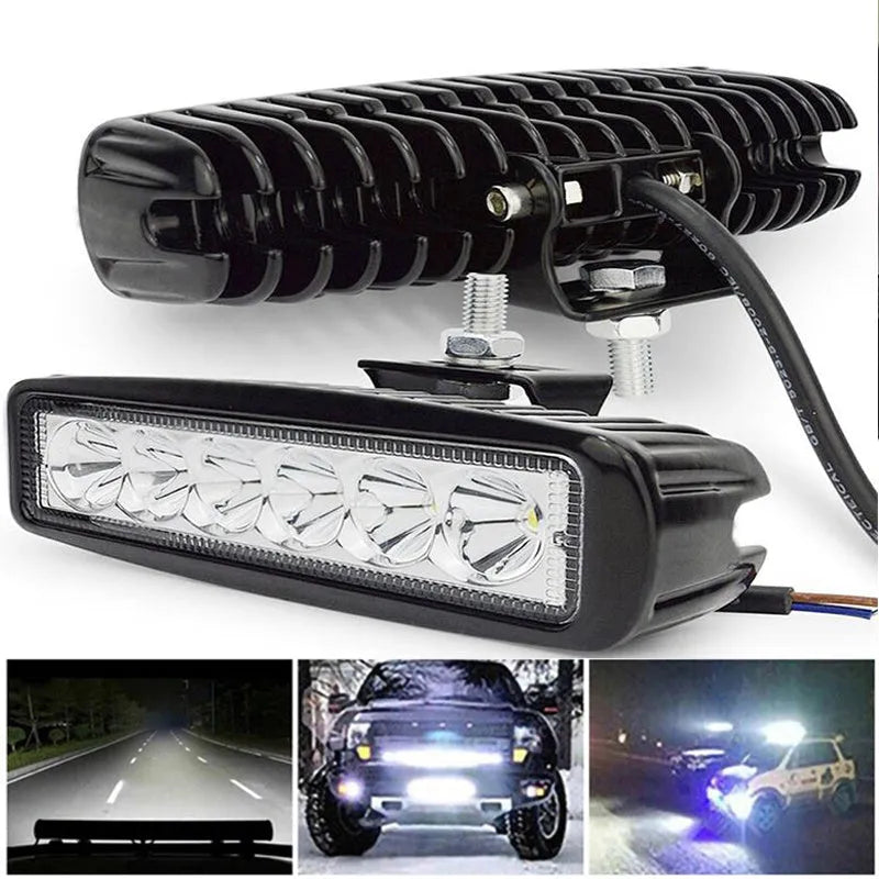 Black die-cast aluminium automobile auxiliary spotlight with clear lens for 18W LED light output.