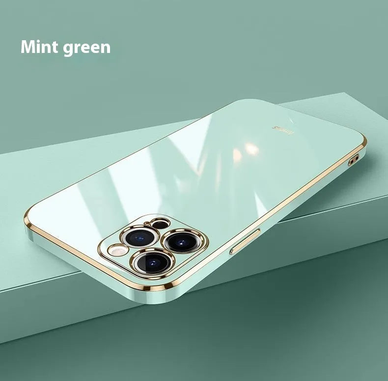 6D straight edge electroplating TPU phone case for iPhone in mint green colour.