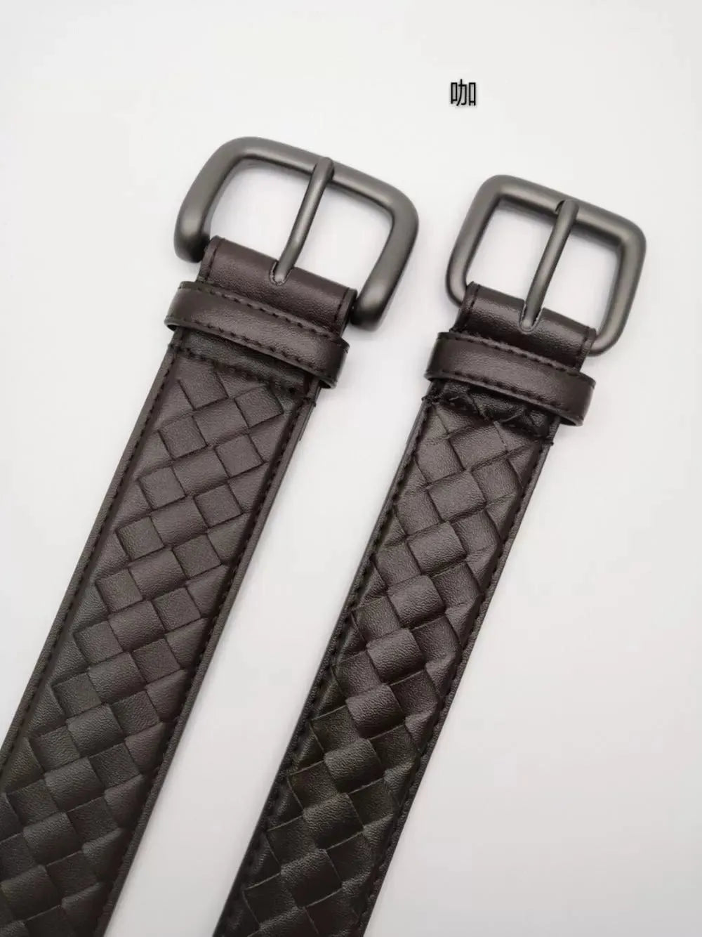 Children's top layer cowhide belt with copper needle buckle, 3.5cm wide, coffee or white, 120cm or 125cm