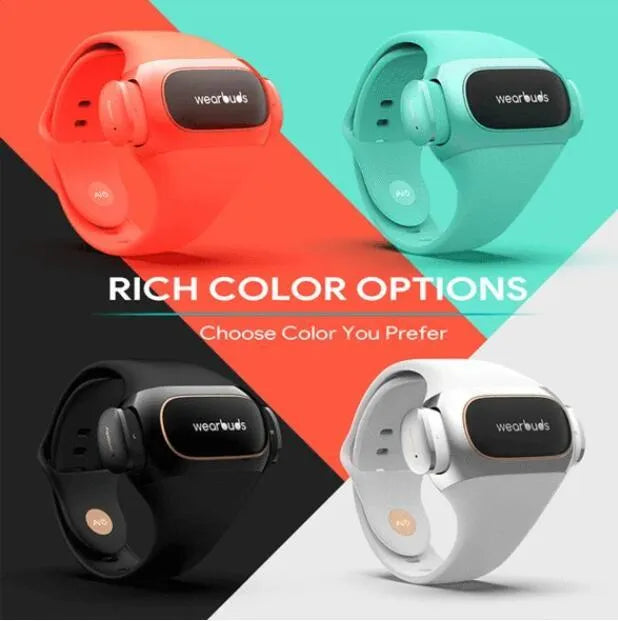2 in 1 wireless earphone bracelet in black, silicone wristband with smart charging and fitness tracking