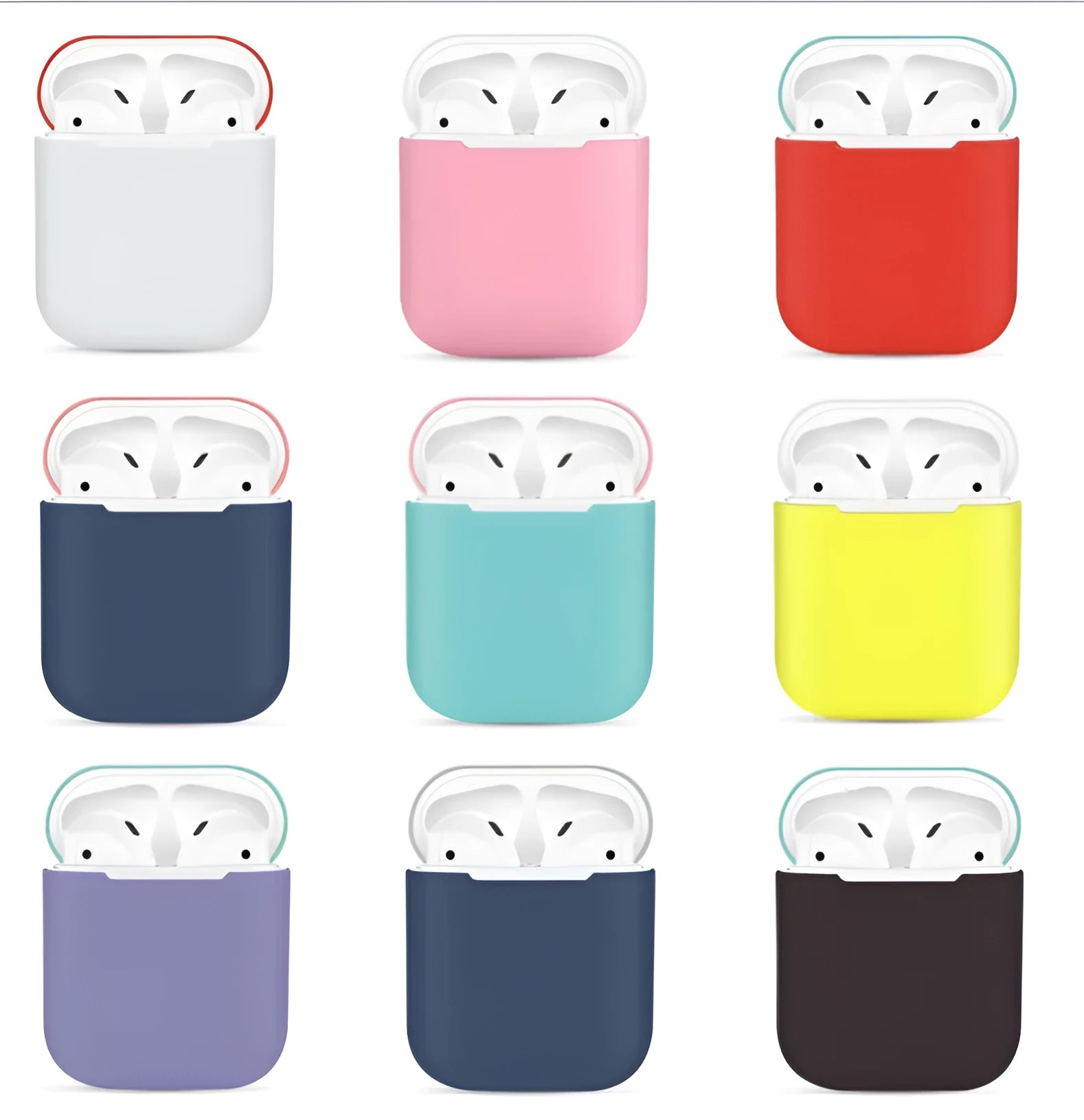 Split-design silicone protective cover for Apple AirPods charging case in a selected solid colour.