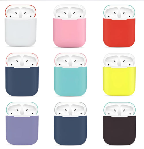 Split-design silicone protective cover for Apple AirPods charging case in a selected solid colour.