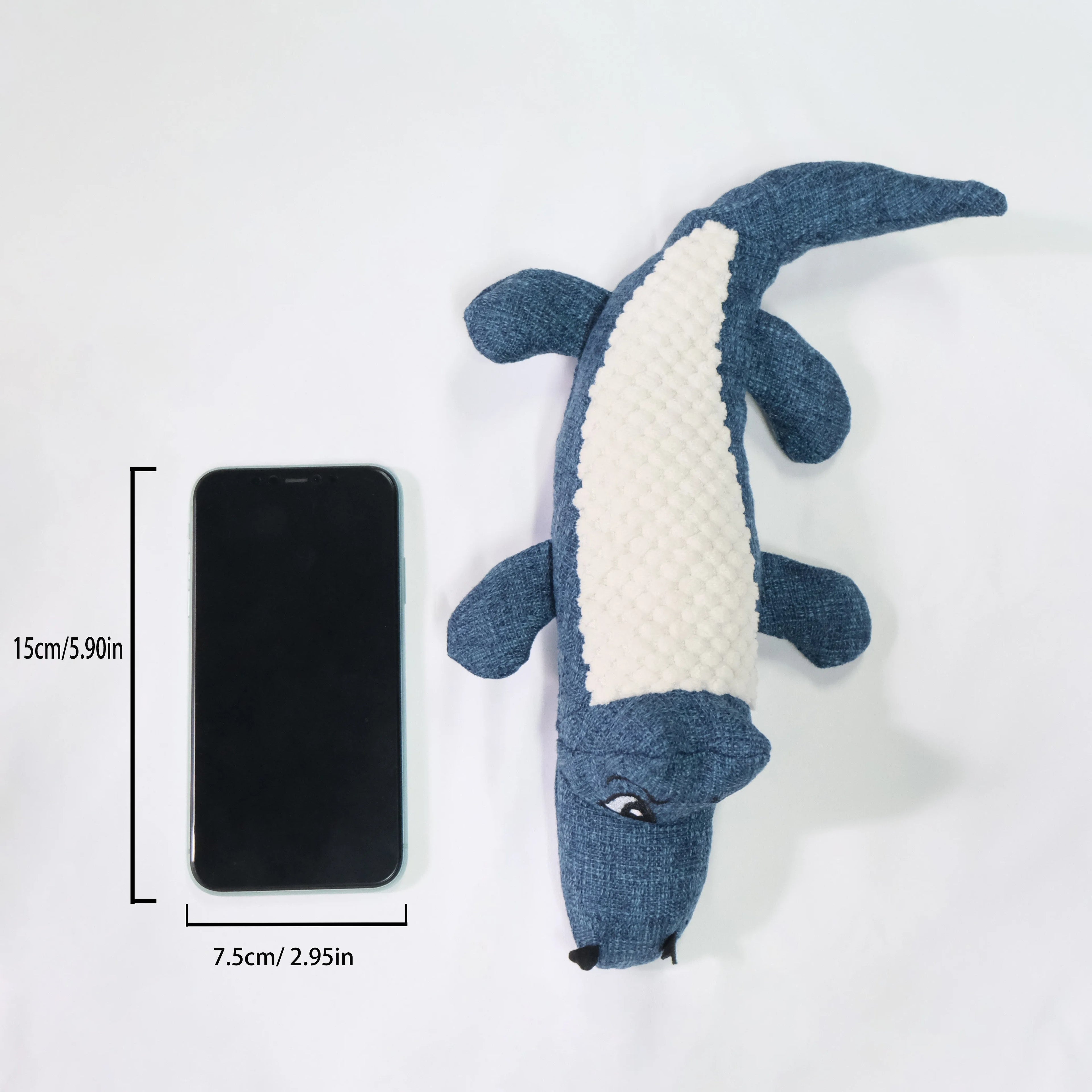 Blue corn-shaped plush pet toy with grid texture for cats and dogs biting