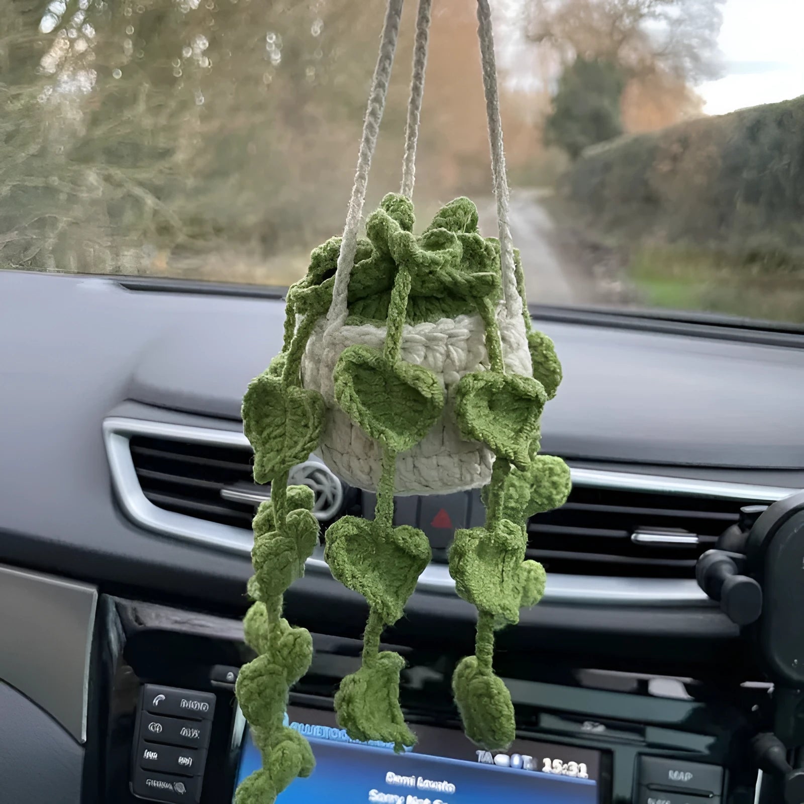 Car rearview mirror pendant in six colour options, 22cm length chemical fibre decoration