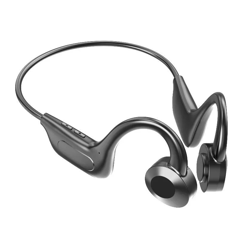 Black true wireless sports Bluetooth headset with ear-mounted hanging design