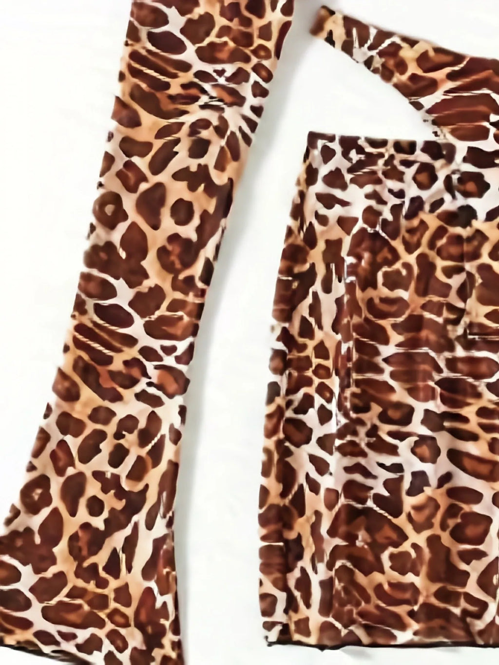 Leopard print women's bikini set with top, skirt and panties for swimming
