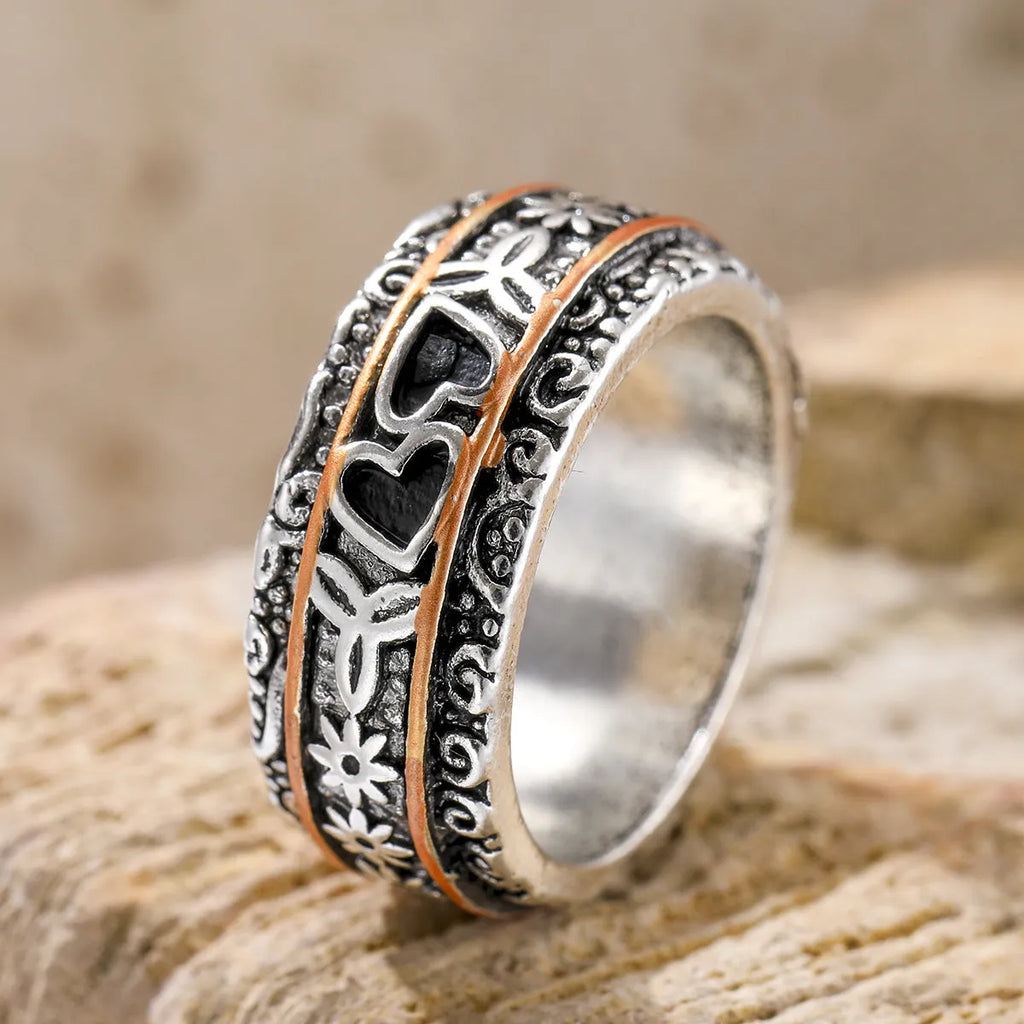 Silver wide noodle ring for women, zinc alloy electroplated band, sizes 6 to 10