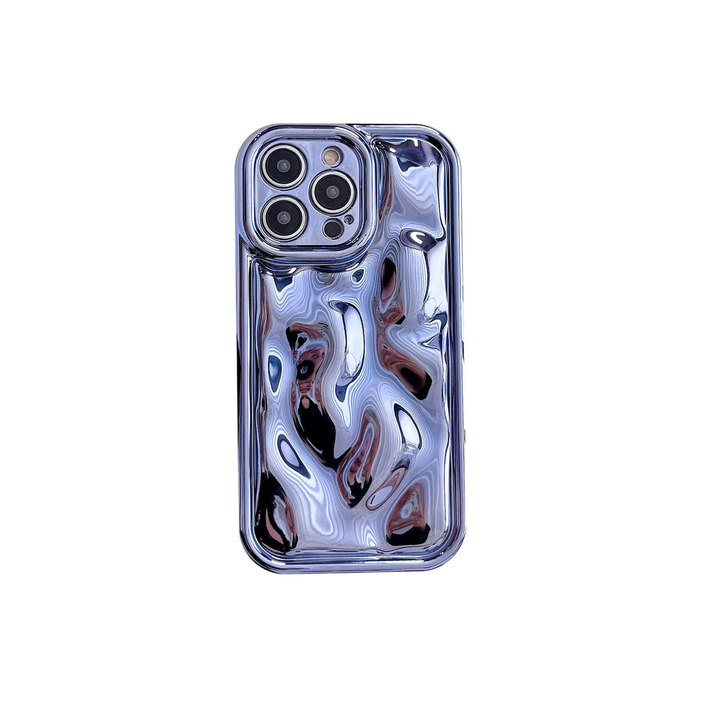 All-inclusive electroplated meteorite pattern TPU phone case for iPhone, shown in black, silver, blue, purple, and rose gold.