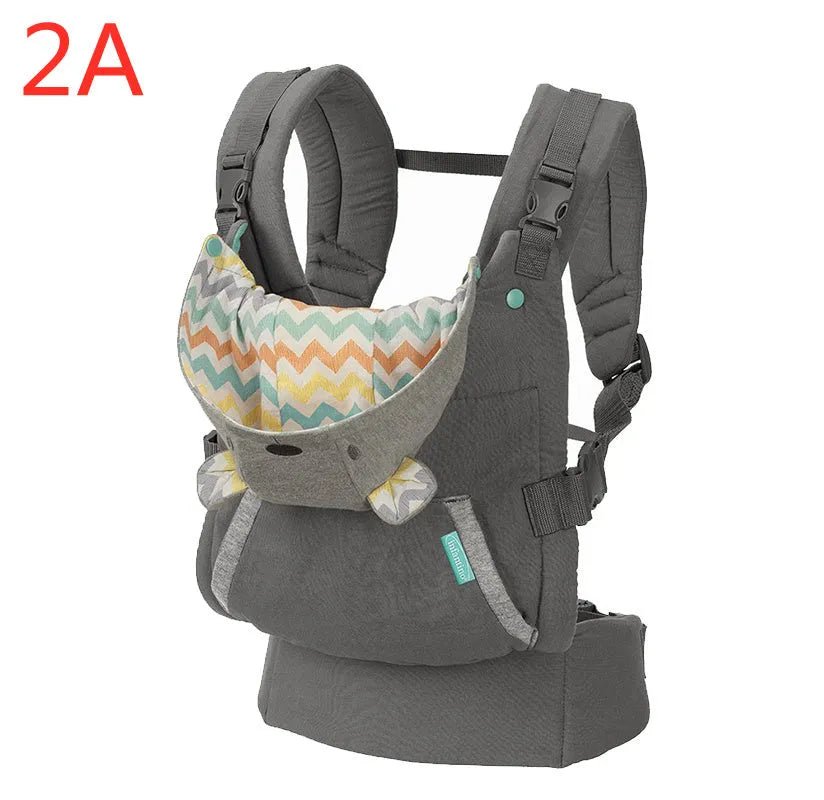 Multifunctional baby carrier in navy blue with adjustable front-hold sling, shoulder straps, 15kg maximum load, linen cloth and 210T pongee