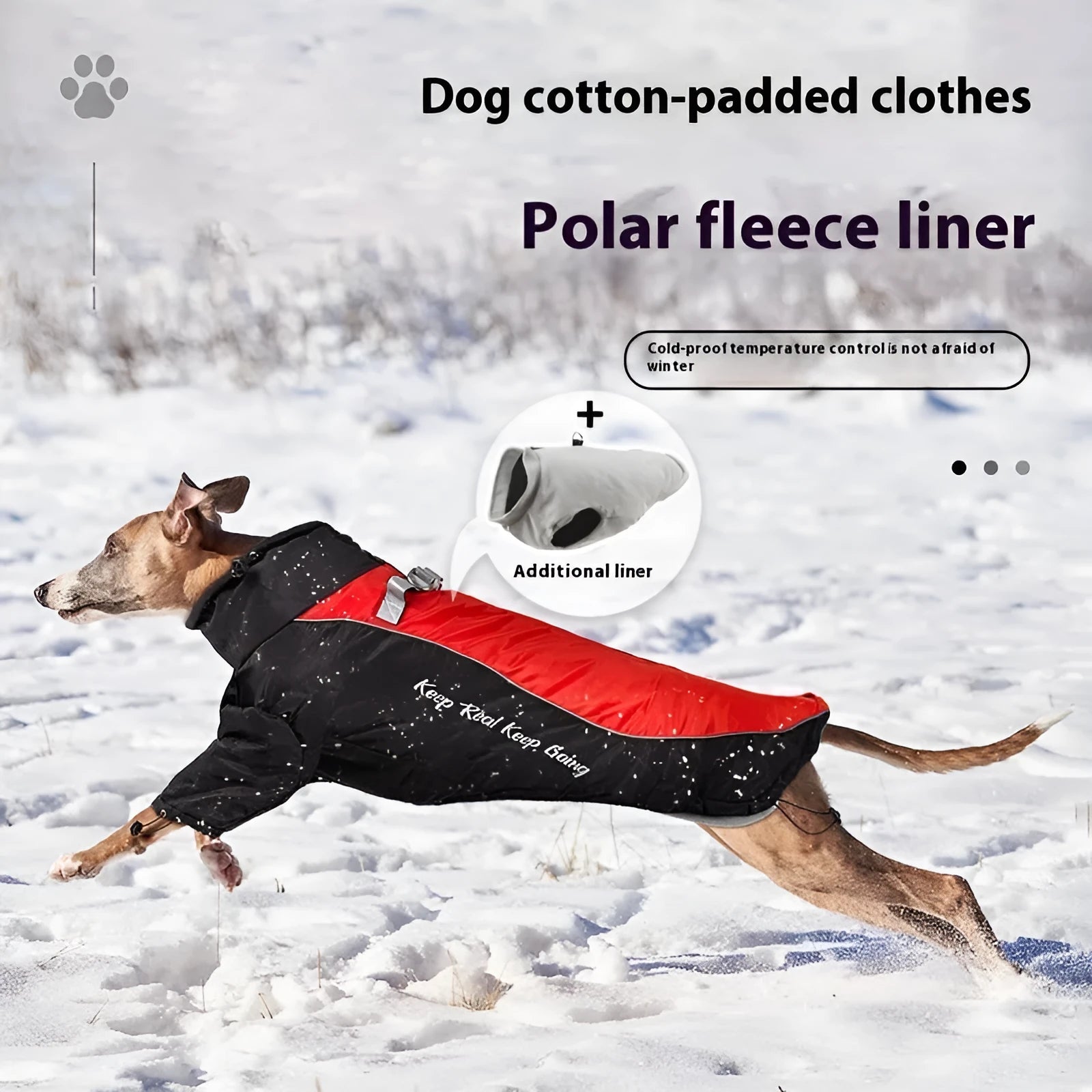 Polar fleece dog jacket with a separate thermal liner, shown in a two-tone colour combination.