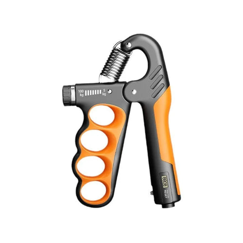 Adjustable electronic count spring grip in orange, red, or grey colour with PP construction