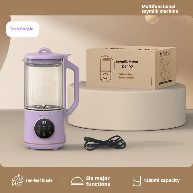 Automatic cytoderm breaking soybean milk machine with 1.2L glass body in milky white colour