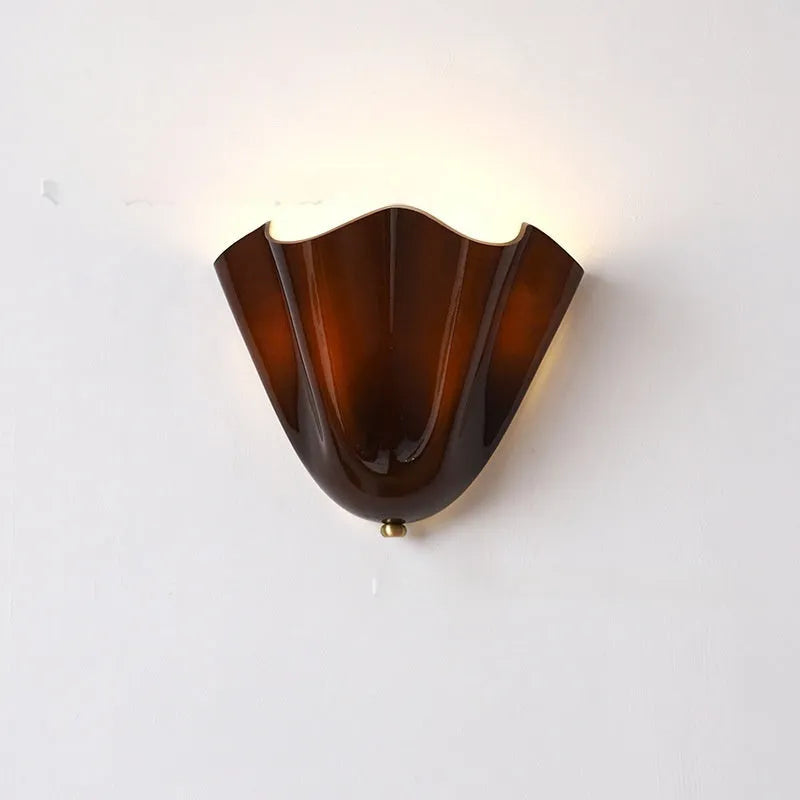 Retro berry glass wall lamp with iron frame, 28x24x13cm, 220V, warm light 3000K, in amber coffee green or white