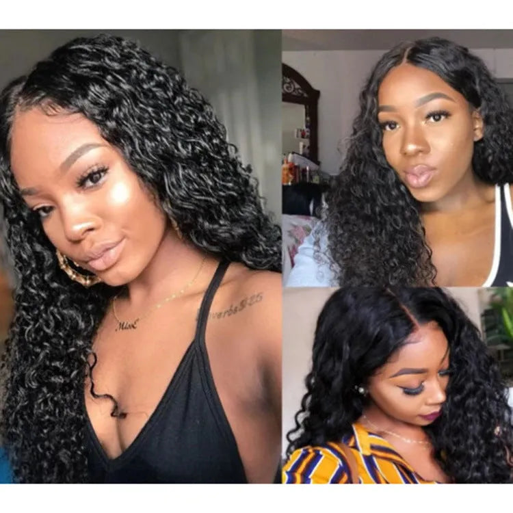 Wave high temperature silk African wig in black, machine-made, available in lengths from 12 to 28 inches