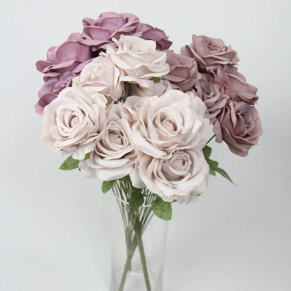 Silk simulation 10-head rose artificial bouquet 53cm tall in pink for wedding and home decoration