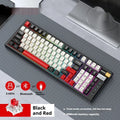 Bluetooth mechanical gaming keyboard with charging cable in Black Red or Blue Orange colours