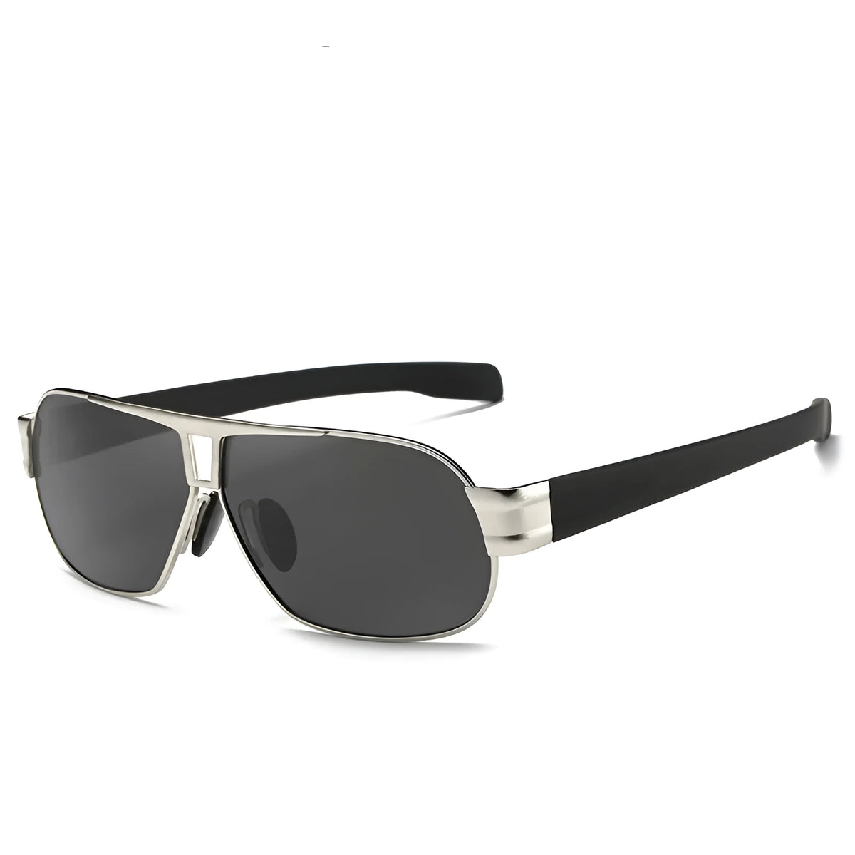 Polarized sunglasses for men with metal square frame and TAC lenses in black, bronze, grey, or silver