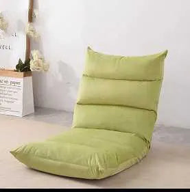 Lazy sofa floor chair with adjustable backrest in beige fabric for living room or balcony modern tatami style