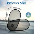 Black stretchy car side window sunshade with suction cups fitted on a car window