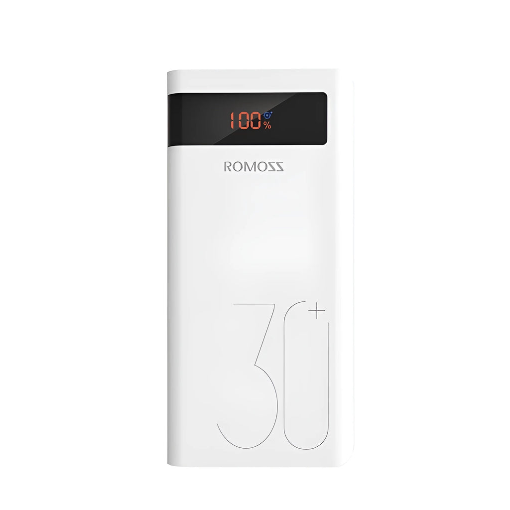 White Roman style power bank, 30000 mAh, digital display, multi U port, L167mm x W80mm x H32.8mm
