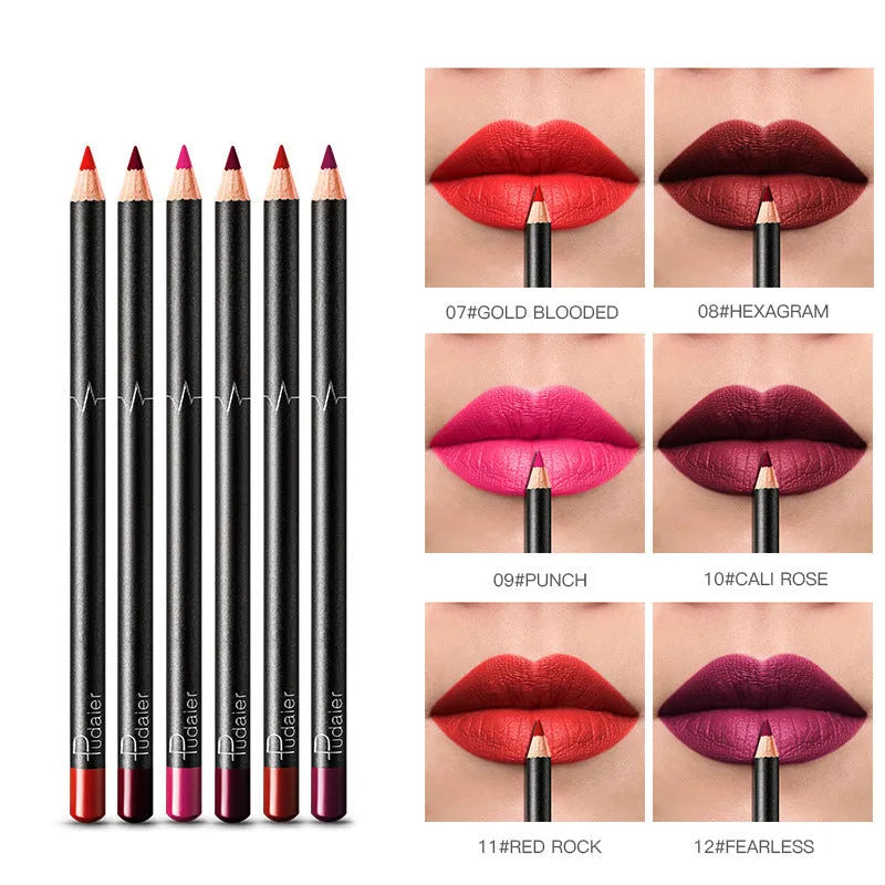 36-color waterproof non-smudge nude lip liner set with honey and beeswax ingredients
