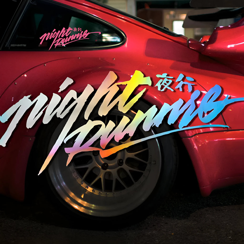 Nightwalker LED car decal sticker for rear windshield with illuminated letters and numbers
