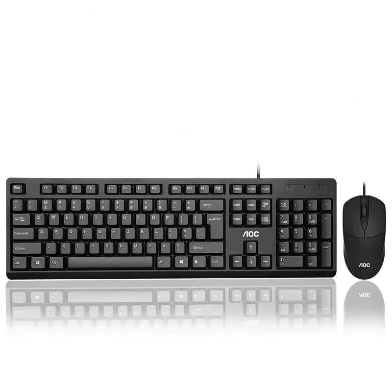 Black KM160 USB wired keyboard and mouse set with photoelectric 1000dpi mouse and 1.5m cable