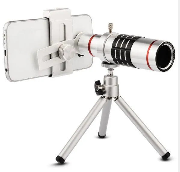 White 18x zoom optical telescope lens with 31mm lens diameter and 18-degree viewing angle