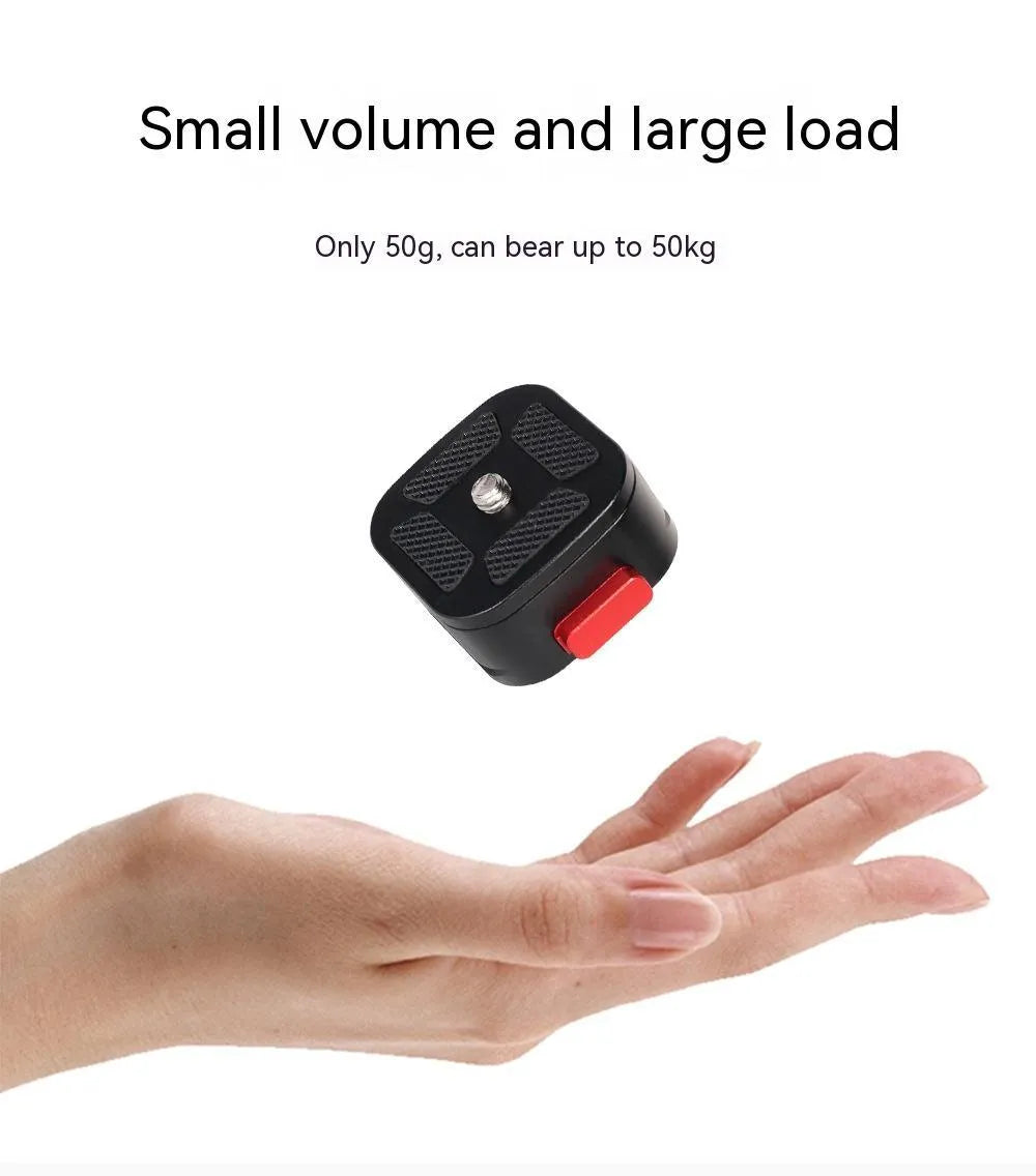 Square mini quick release plate, aluminium alloy camera stabilizer base, 19 x 23 x 38mm, for SLR tripod head and ball head mounting