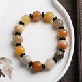 Hetian natural jinsi jade bracelet with pumpkin beads and lotus beads in ethnic style