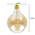 G125 antique bulb with amber glass and E27 base, 125x175mm, 4W LED filament, 2300K warm light