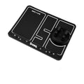 Non-slip car phone pad in black with red edge, showing 4-in-1 functions including phone holder and aromatherapy holes