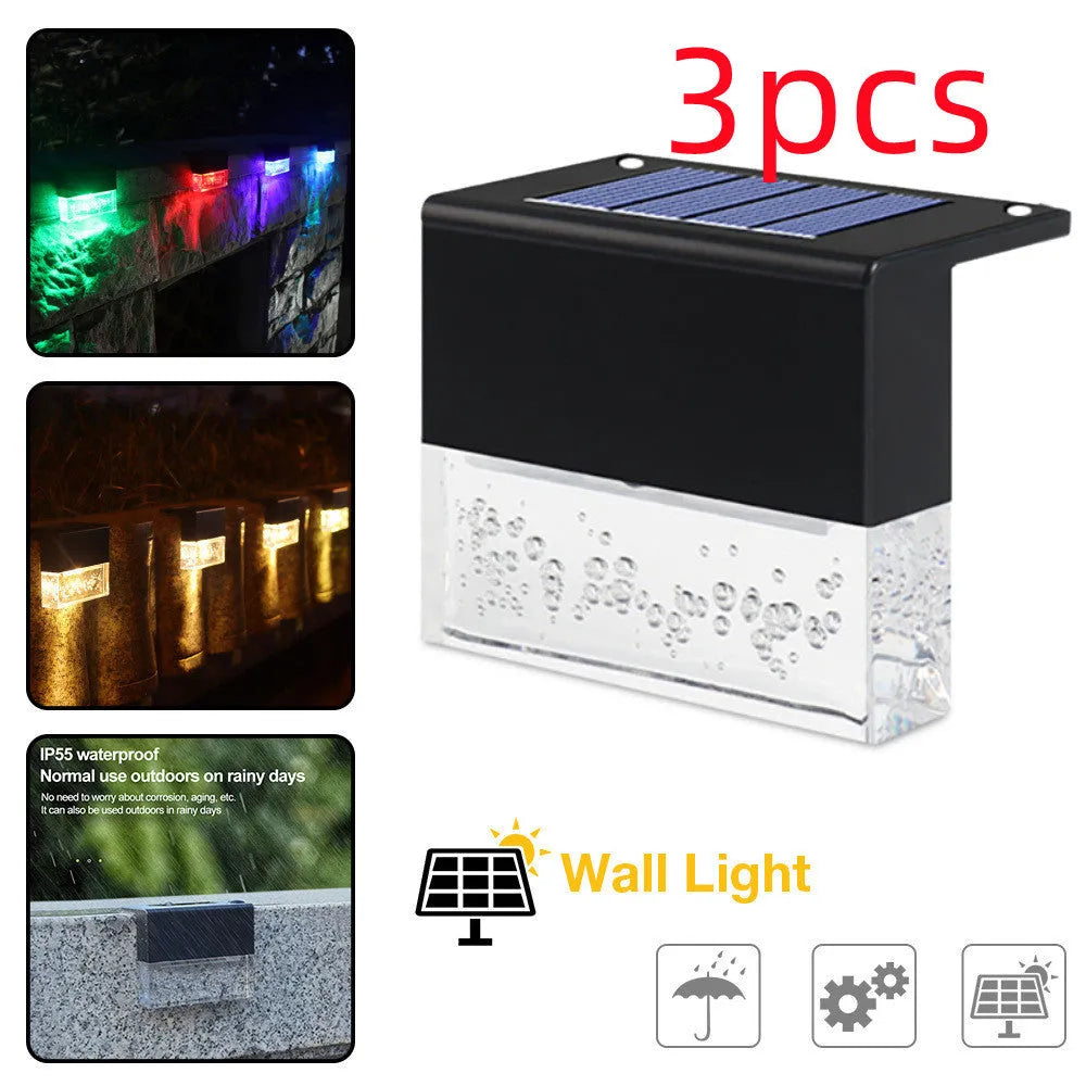 Waterproof RGB LED solar step light with crystal-like amber colour ABS plastic IP65 650 mm for garden path