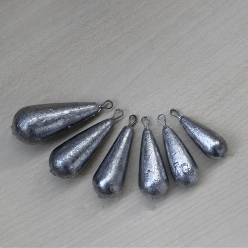 Drop shape lead fishing sinker weights in multiple sizes for hot hoy fishing gear