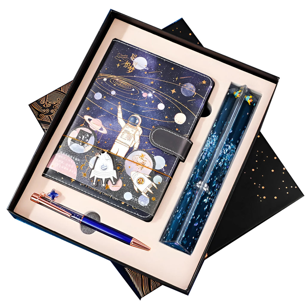Galaxy dream colouring notebook with astronaut theme and wireless binding