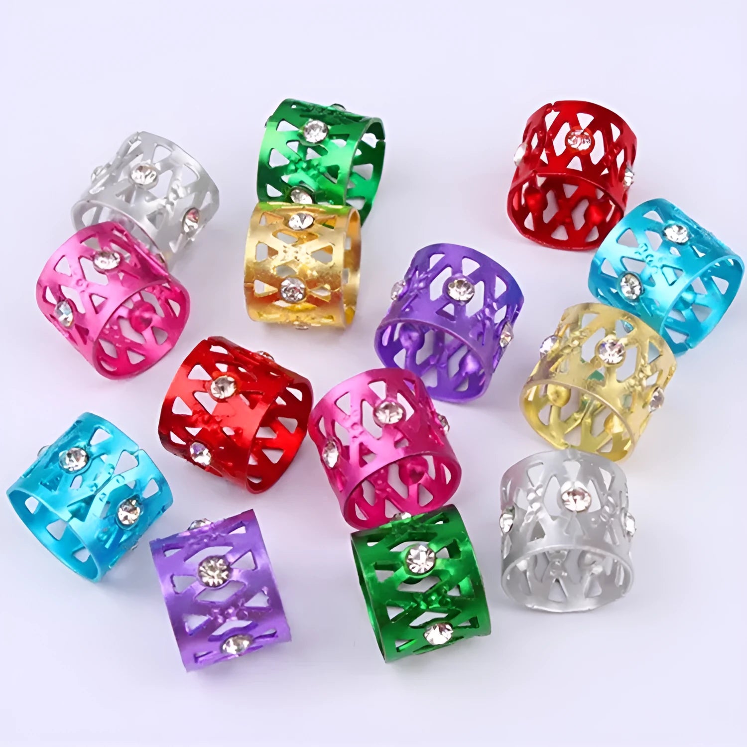 Aluminium hair ring with hollow jewelled crown design for wig decoration