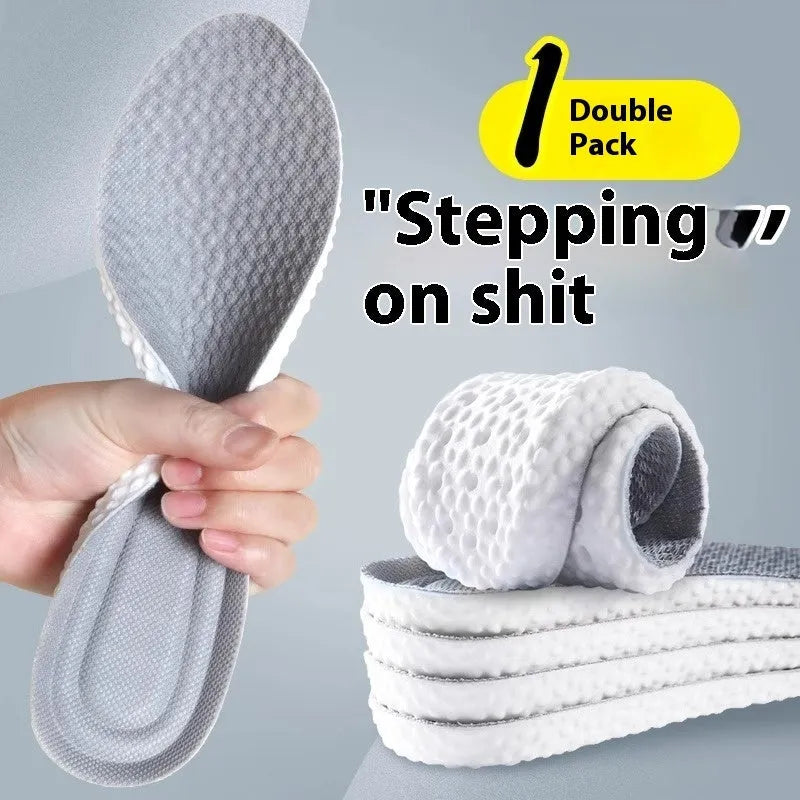 Grey, black, and orange high-elasticity PU foam sports insoles that can be cut to size.