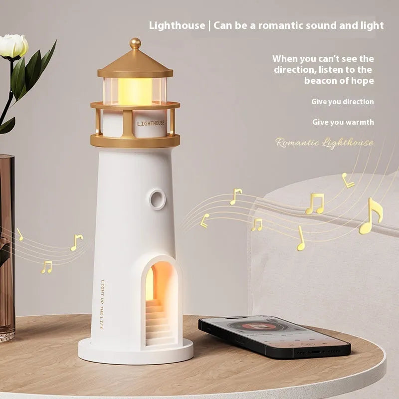 Human body induction atmosphere moonlight lighthouse table lamp in geometric modern style with remote control and Bluetooth