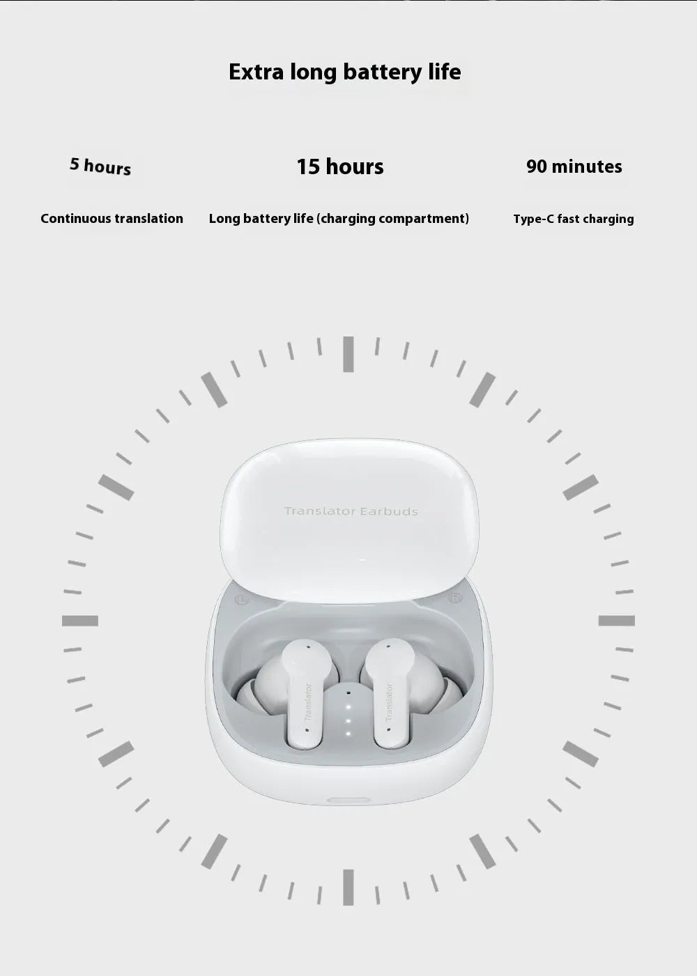 White M3 Smart Bluetooth Translation Headphones with 144 language support and 35dB noise reduction