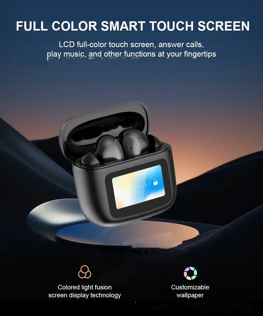 T68 PRO wireless Bluetooth headset with touch colour screen in black, silver, or champagne colours