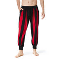 Men's straight-leg casual trousers in polyester available in red, khaki, yellow, and brown colours